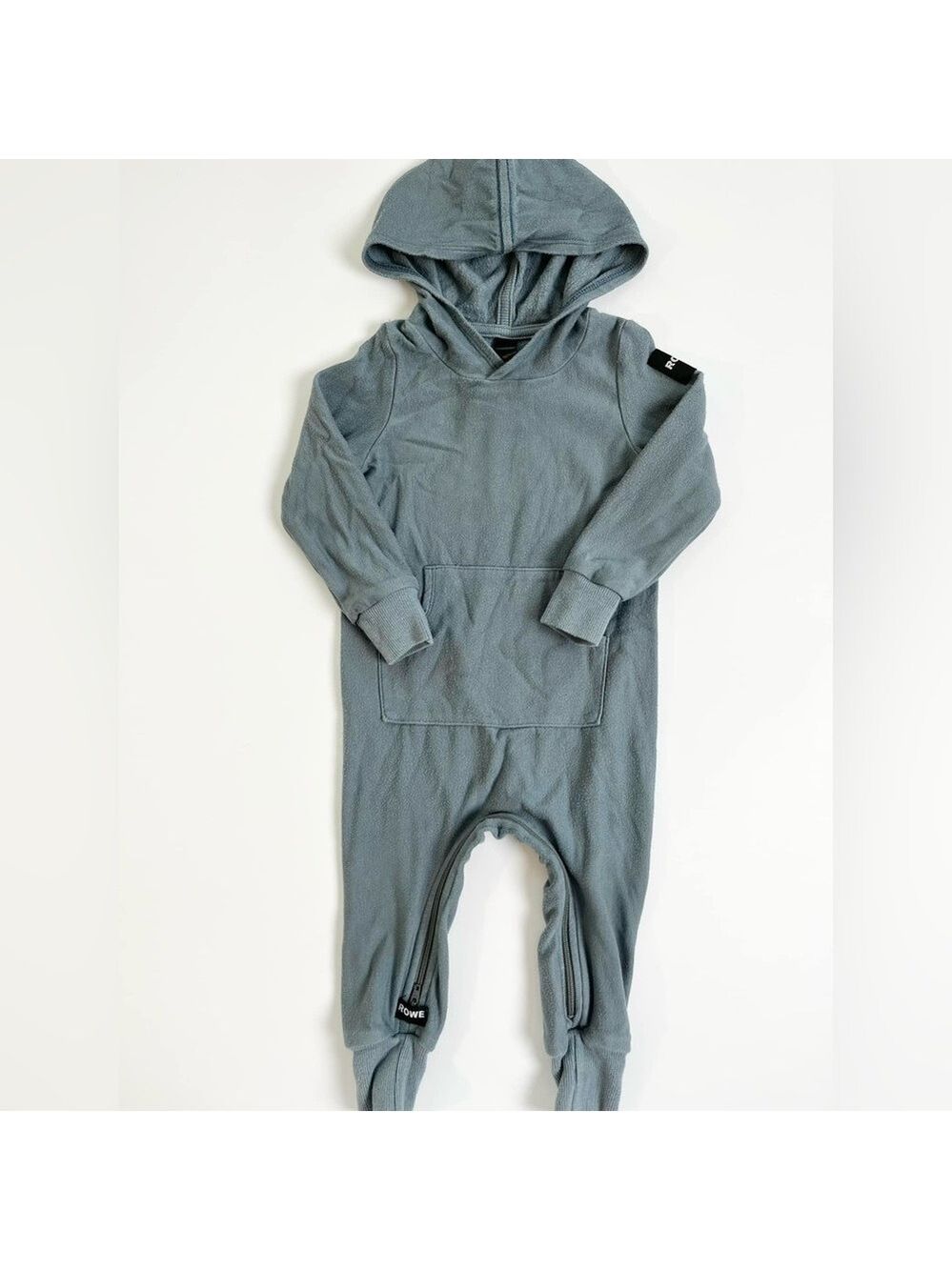 Rowe Blue Jumpsuit with Hood, Long Sleeves, & Zipper Crotch